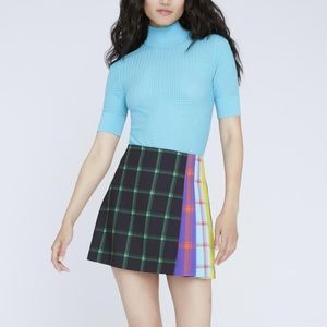 Alice + Olivia Semira Pleated Plaid Mini Skirt